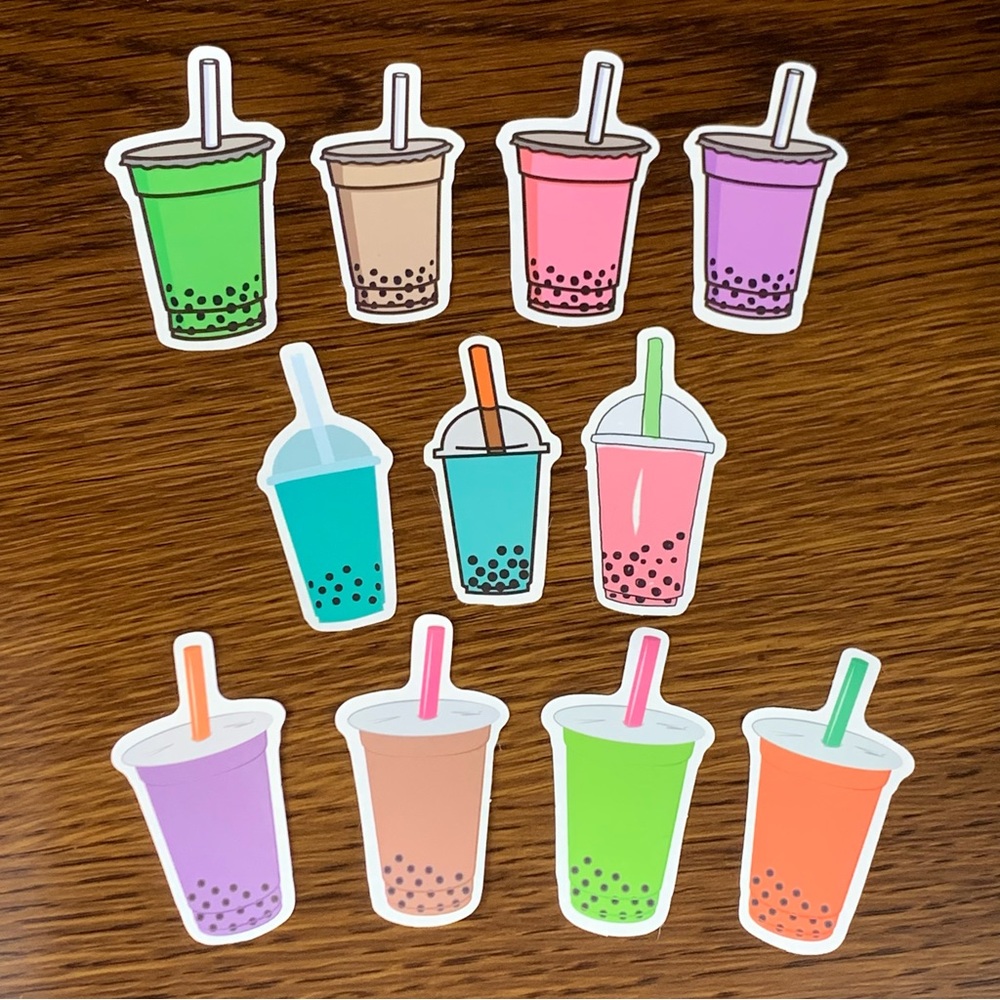NEW Stickers Kawaii Boba Tea Drinks Assortment Scrapbook, Craft, Art, Journaling